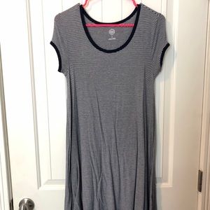 Blue and white stripped T-shirt dress